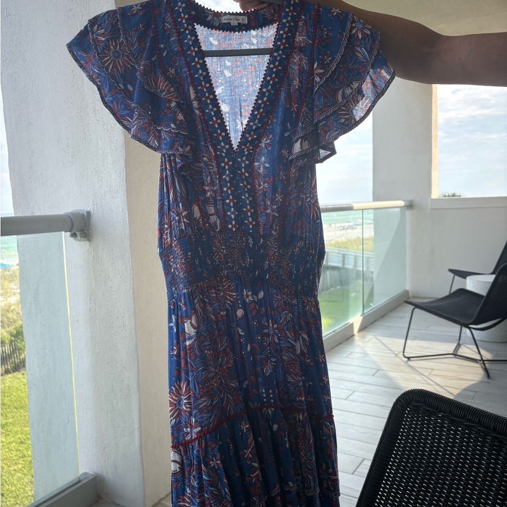 Poupette St. Barth Navy Floral Mini Dress